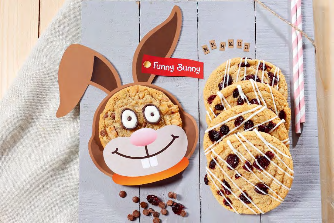 Cookies Funny Bunny com e 33 DREIDOPPEL Receita para aprox. 39 peças Cookies com arandos vermelhos Massa ORAPERL (aprox.