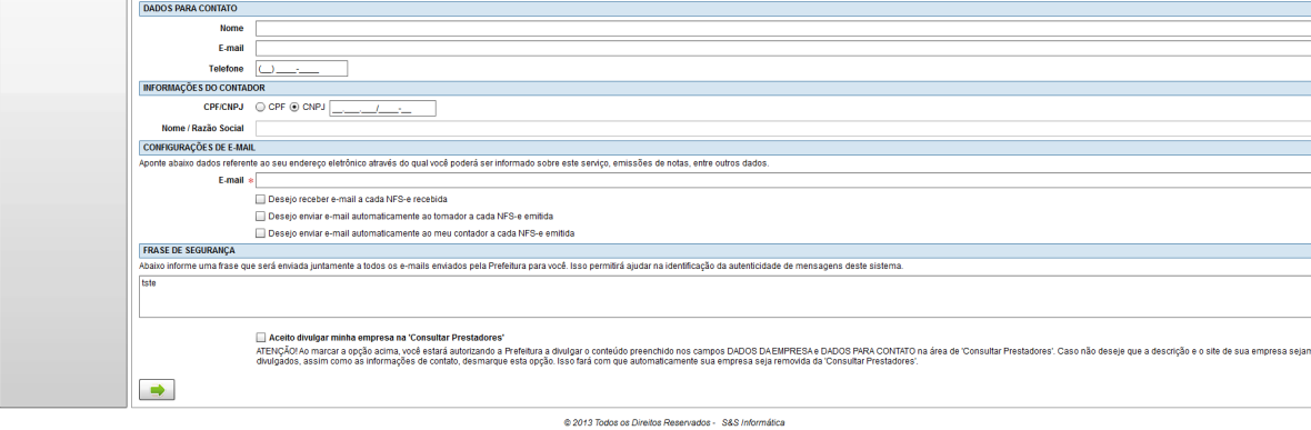 logomarca) - Dados para contato (nome, e-mail e telefone) - Informações do contador (No.