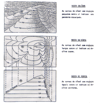 g) A natureza da topografia do terreno determina as formas das curvas de nível.