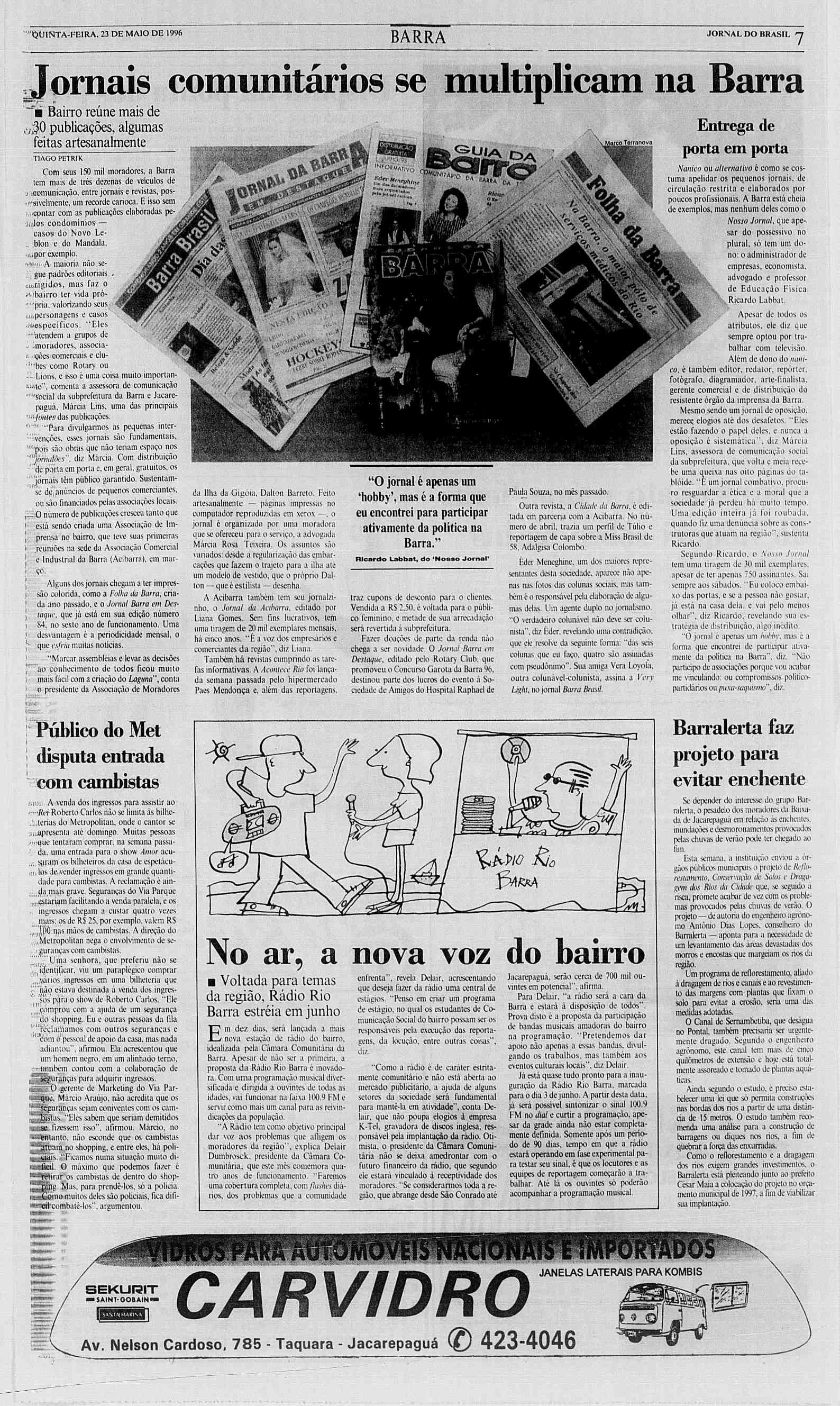 J QUNTA-FERA, QUNTA-FE1RA, 23 DEMAO DE 1996 BARRA JORNAL DO BRASL BARRA.
