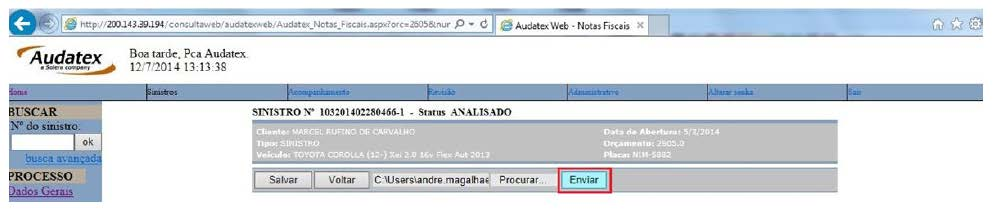 Faça o Up Load do arquivo XML, clicando em Procurar... 2.