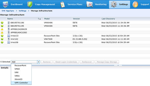 Configuração e gerenciamento de recursos Figura 2 Adicione o ViPR ao AppSync O Assistente Add ViPR é iniciado. 3.