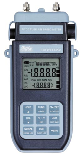 CÓDIGOS PARA PEDIDO HD2114P.0 K: O kit é composto pelo instrumento HD2114P.0 com escala completa de 20mbar e entrada para termopar K, 4 baterias alcalinas de 1,5V, manual de operação e estojo.