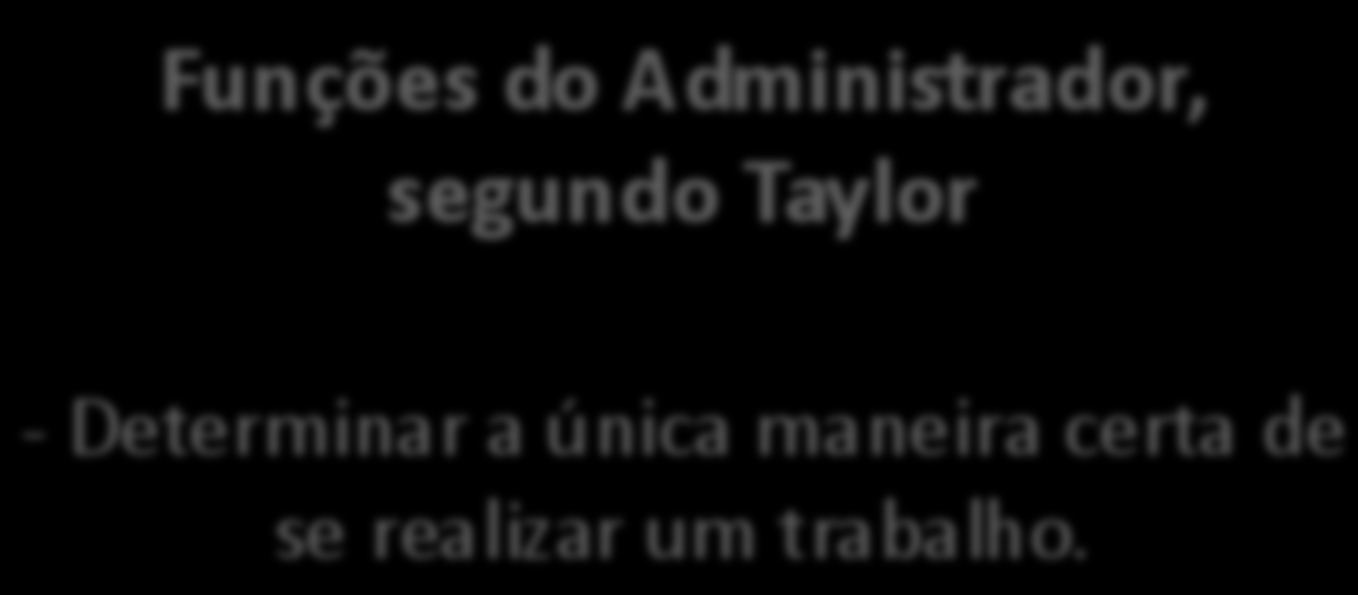 Funções do Administrador, segundo Taylor -