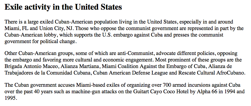 A oposição cubana nos EUA