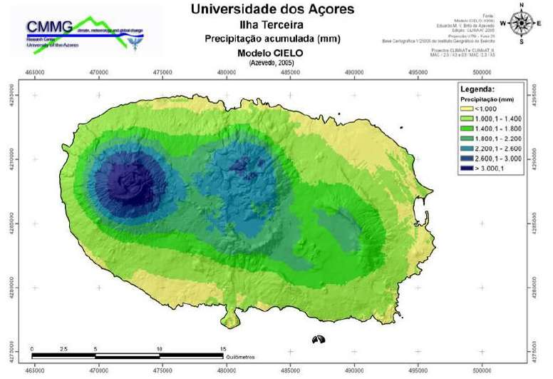 Expressão espacial da precipitação na Ilha Terceira PGRH-Açores Cenário