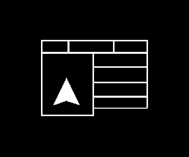 O triângulo sombreado indica o Norte. Pressione este símbolo da tela para alterar para o modo 3D.
