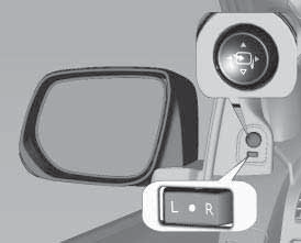 Black plate (13,1) Espelhos externos Ajuste de posição do volante Resumo 1-13 Iluminação interior Luz de cortesia O controle para os espelhos elétricos se localiza no acabamento da porta do lado do