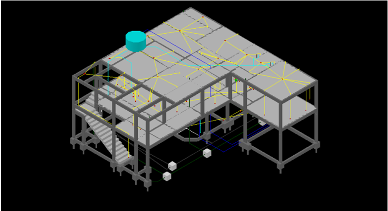6 Figura 2 Compatibilização 3D Os projetos complementares eram feitos no software AutoCAD ou nos softwares hydros, lumine e Eberick, tanto a parte de dimensionamento quanto detalhamento já o