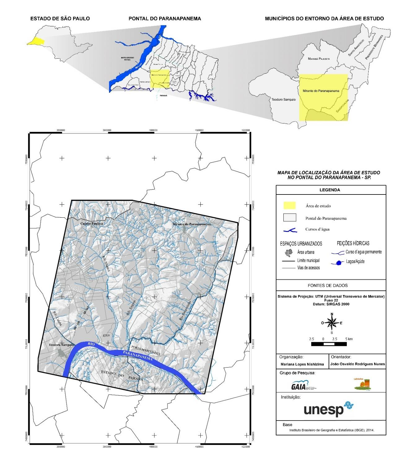 Figura 01: Localização da área de estudo no município de Mirante do Paranapanema-SP.