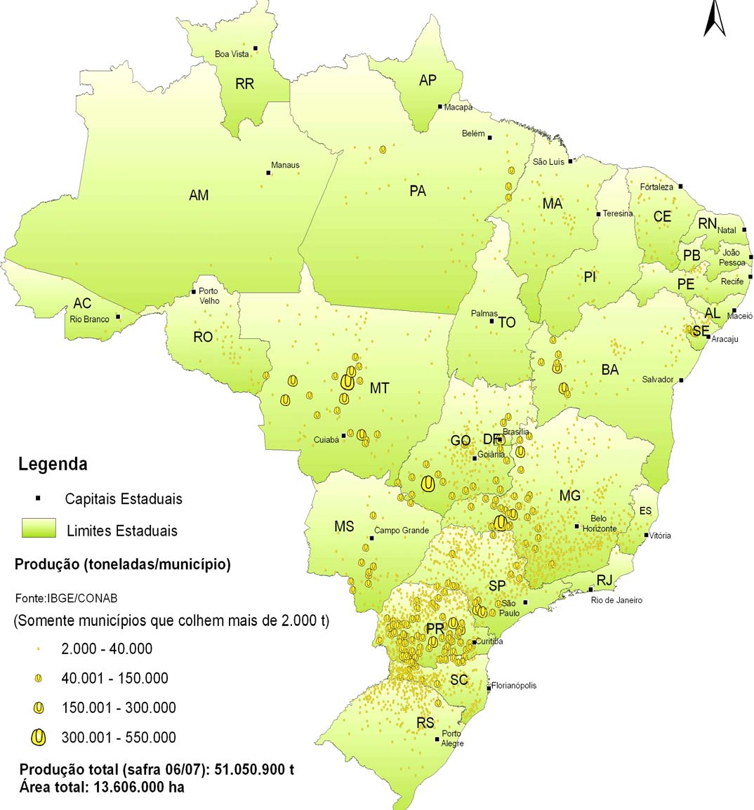 Produção e demanda de milho no Brasil Localização das indústrias Aves -