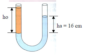 4) Água e óleo são colocados em um tubo em forma de U e o equilíbrio ocorre como indica a figura.
