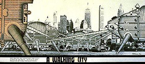 Archigram A Walking City - 1964 Apesar de toda sua ironia superficial, o projeto Walking Cities de Ron Herron, de 1964, fora claramente concebido como estruturas que se arrastassem por um