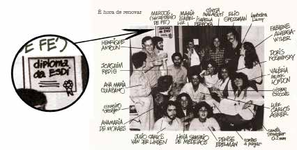 Marcos Braga 289 Figura 5.1 Detalhe da capa do Jornal da APDINS-RJ n. 8, de maio de 1983, no qual aparece um desenho representando um diploma da ESDI.