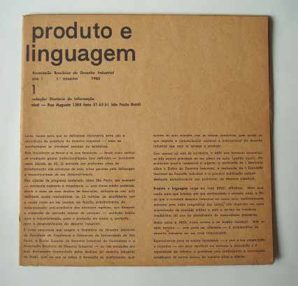 98 ABDI e APDINS-RJ Figura 2.3 Capa da revista Produto e Linguagem, n. 1, de 1965.