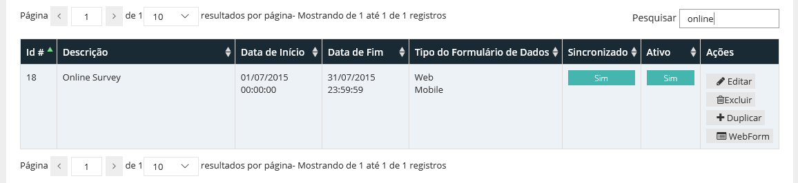 Aplicando um Formulário de Dados no portal 1.