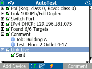 O LinkRunner AT modelo 2000 suporta a reflexão de pacotes para vários testadores, incluindo: Tablet com OptiView XG Network Analysis Assistente de Rede OneTouch AT EtherScope Network Assistant
