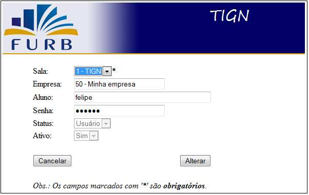 Figura 21 Dados principais do aluno Esta seção existe para que o administrador possa alterar a sala do aluno, caso o mesmo se