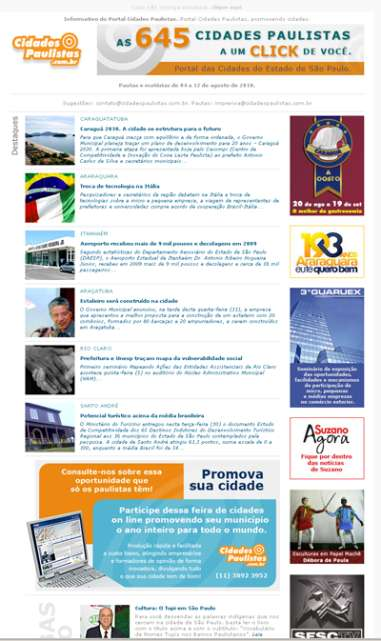 5. Super Banner Newsletter Cidades Paulistas Informativo sobre as cidades para um público fidelizado!
