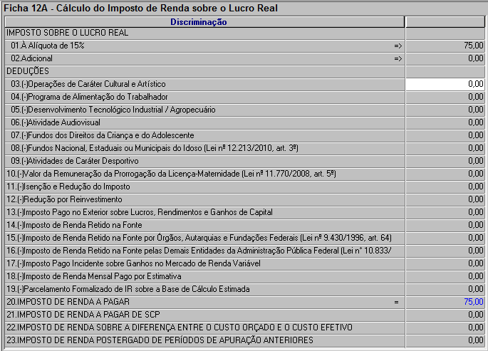Ficha 12 - Cálculo do Imposto