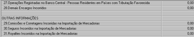 Ficha 29A- Operações com o Exterior - Pessoa Vinculada