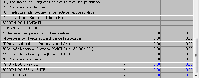 Ficha 36-E Ativo Balanço