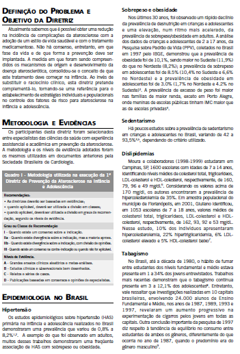 I DIRETRIZ DE PREVENÇÃO DA ATEROSCLEROSE NA INFÂNCIA E NA ADOLESCENCIA