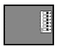 Figura 6: Esquema de DIP switches (retaguarda da câmara) Tabela 1: Funções dos DIP switches (predefinição a negrito) Switch Descrição 1.