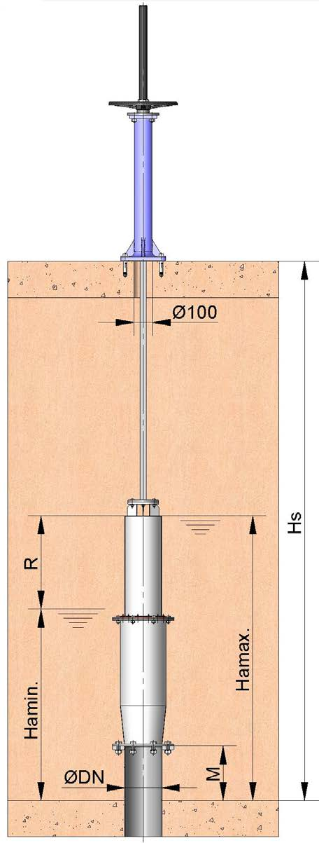 DIMENSÕES GERAIS Para definir uma válvula telescópica TE, é necessário saber o diâmetro do tubo de descarga do depósito, a norma de perfuração do respectivo flange e o curso necessário.