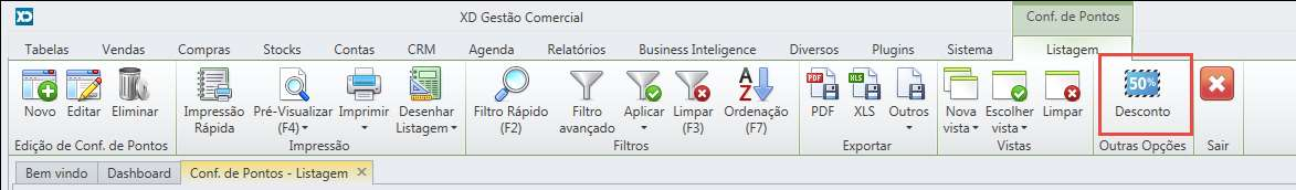 2. Configuração de Desconto de Pontos A configuração de