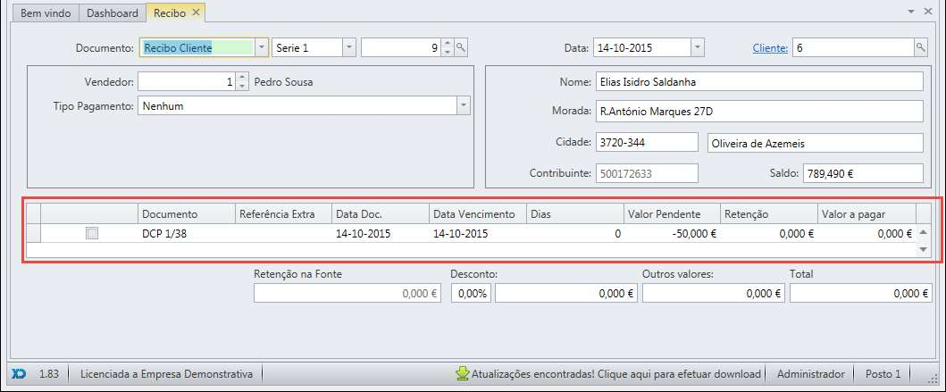 Conta Corrente. O valor gerado é calculado conforme a configuração de desconto de pontos.