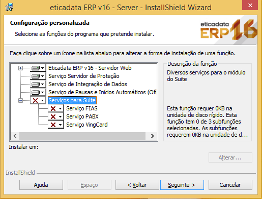 No passo seguinte é possível indicar mais algumas opções de instalação bem como algumas informações de configuração do eticadata ERP V16, nomeadamente: Se pretende ter configurado o eticadata ERP V16