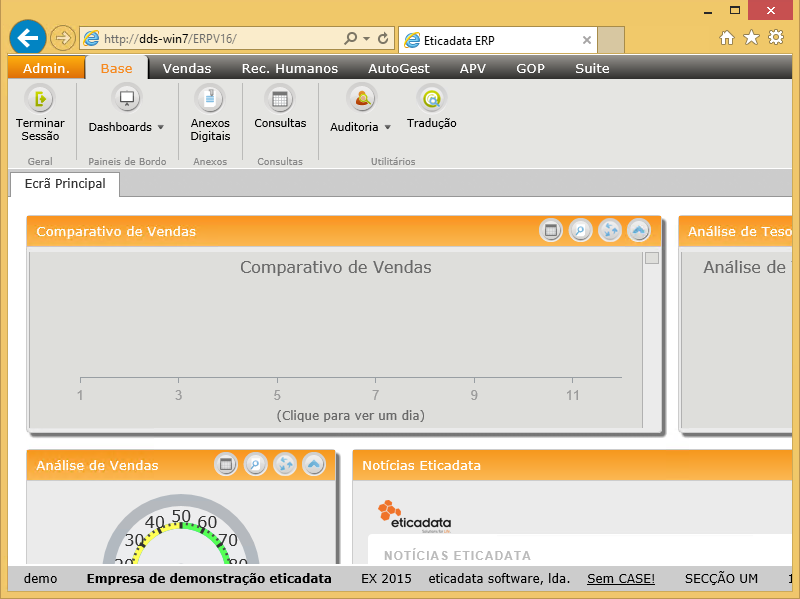 eticadata ERP V16, a qual disponibiliza apenas as