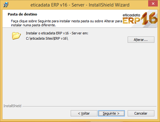 caminho onde é pretendida a instalação do eticadata ERP