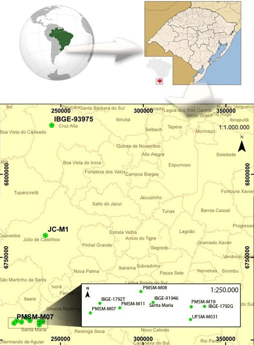 Figura 4 Localização dos marcos no Estado do Rio Grande