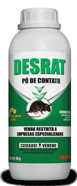 16 DESRAT Isca Granulada Premium Raticida anticoagulante de dose única (segunda geração) à base de Brodifacoum 0,005%, indicado para o controle de ratos (Rattus rattus), ratazanas (Rattus novergicus)