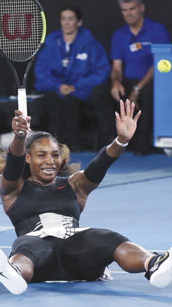 18 TENIS utorok 31. 1. 2017 TENISOVÉ MAJSTROVSTVÁ AUSTRÁLIE MELBOURNE 16. 29. 1. 2017 SERENA WILLIAMSOVÁ: V minulosti som sa naučila, že si treba užívať prítomnosť Nemyslí na 30, ani na Grand Slam Serena Williamsová Tridsaťpäťročná Serena Williamsová sa 23.
