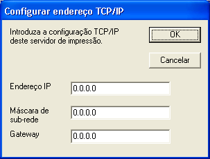 Assistente de instalação do controlador (apenas Windows ) Definir o endereço IP Se a impressora não tiver um endereço IP, o assistente permite-lhe alterar o endereço IP