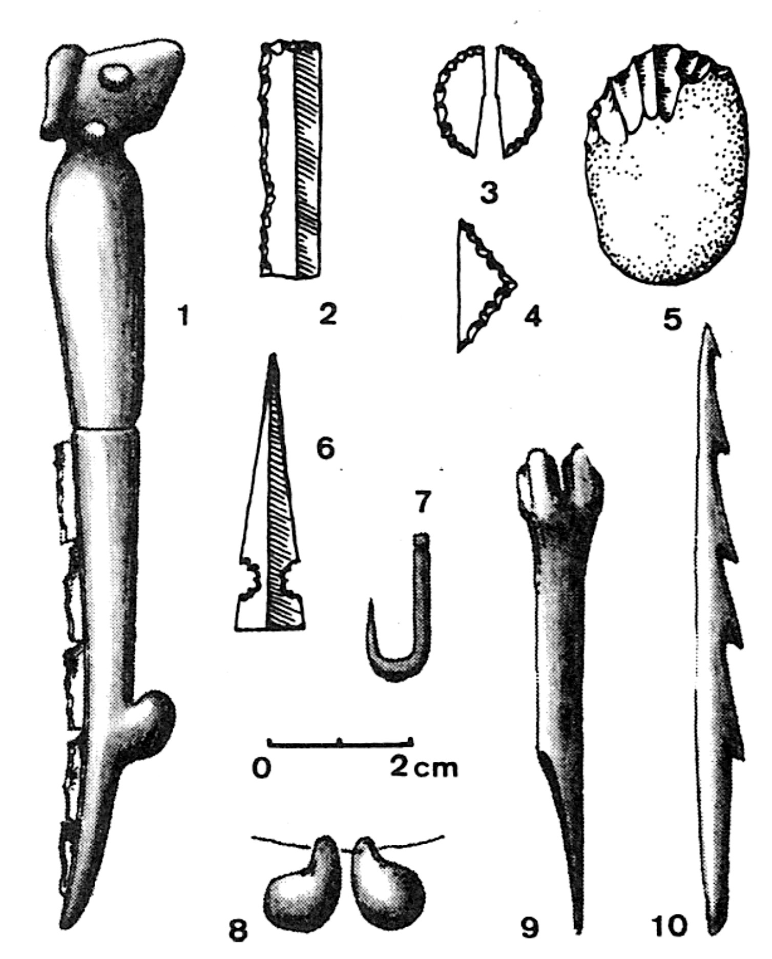 Pastores e agricultores Aula 6 Indústria lítica encontrada no sítio de Jericó. Natufense: 1. Pequena foice; 2. Lamela com dorso e truncatura; 3. Segmento de círculo com retoque, de tipo Héluan; 4.