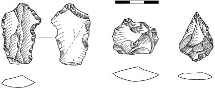 7 Exemplos característicos do espólio lítico recolhido no sítio arqueológico da Pedreira do Aires: lascas