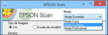 Tema principal: Seleção de configurações do Epson Scan Tarefas relacionadas Como selecionar o modo de digitalização Como selecionar o modo de digitalização Selecione o modo do Epson Scan que deseja