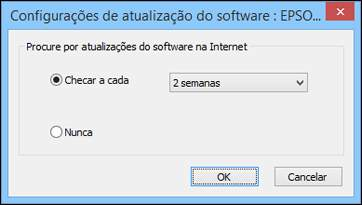 1. Acesse a área de trabalho do Windows e clique com o botão direito do mouse no ícone do produto na barra de tarefas do Windows. 2. Selecione a opção Configurações de atualização do software.