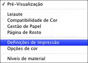 6. Selecione as opções de configuração de página: Tamanho do Papel e Orientação. Observação: Caso não veja essas configurações na janela de impressão, verifique-as no aplicativo antes de imprimir.