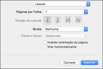 Como selecionar as opções de leiaute de impressão - OS X Você pode selecionar uma variedade de opções de leiaute de documentos ou fotos, selecionando Leiaute no menu suspenso na janela de impressão.
