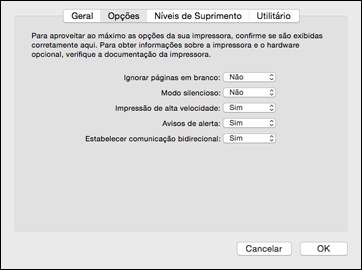 Como selecionar as preferências de impressão - OS X Você pode selecionar as preferências de impressão que se aplicam a todos os trabalhos de impressão que enviar para o seu produto. 1.