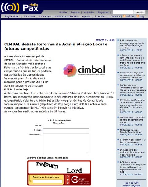Data: Título: 06/0/2012 20 CIMBAL debate Reforma da