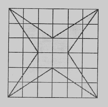 31. Na figura abaixo, a malha quadriculada é formada por quadrados de área 1. Os vértices do polígono sombreado coincidem com vértices de quadrados dessa malha. A área do polígono sombreado é (A) 10.