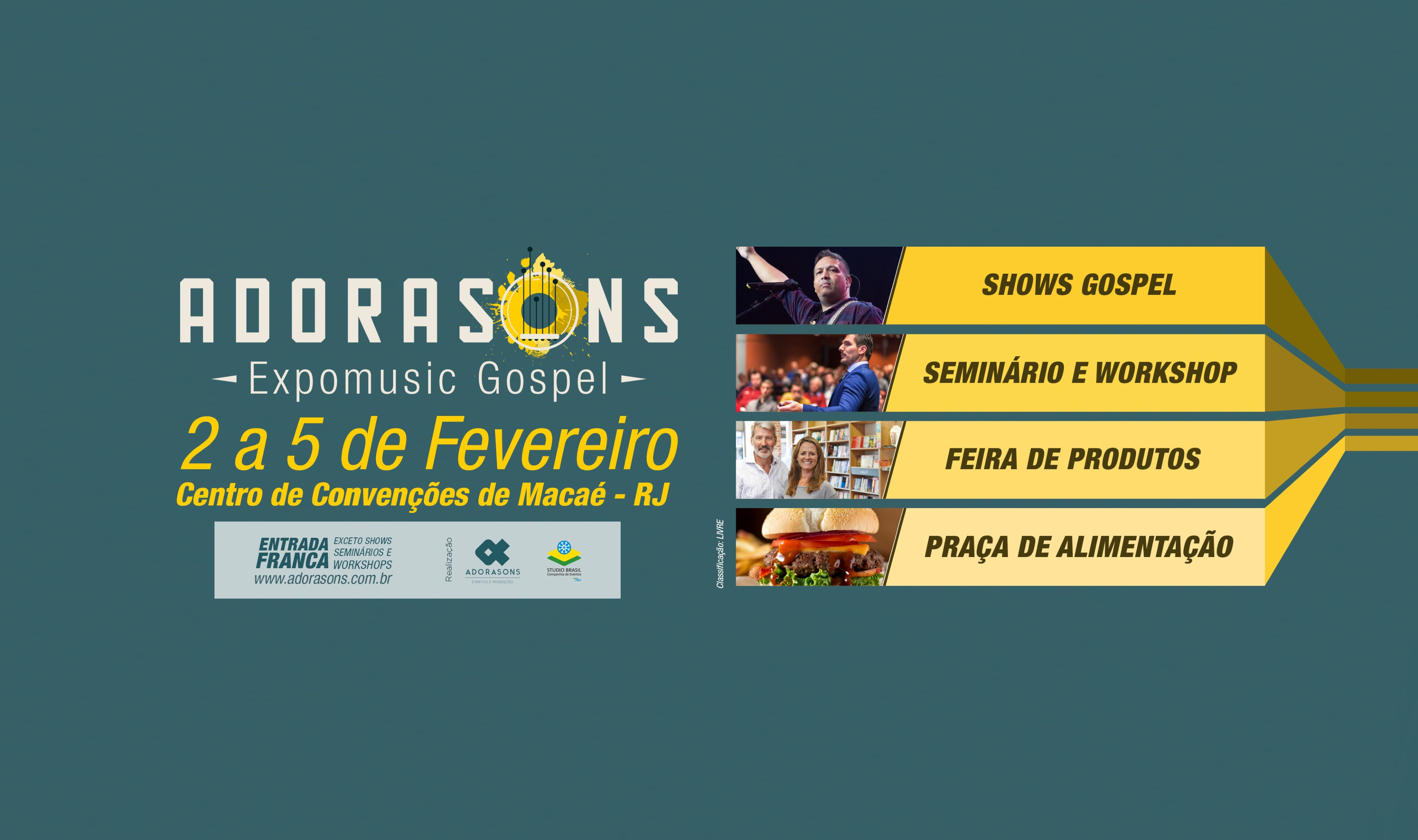 EVENTOS SHOWS GOSPEL Grandes nomes da música glorificando a Deus com seus louvores. SEMINÁRIOS E WORKSHOPS Nomes renomados abordando assuntos que modificarão a forma de ver o mundo.