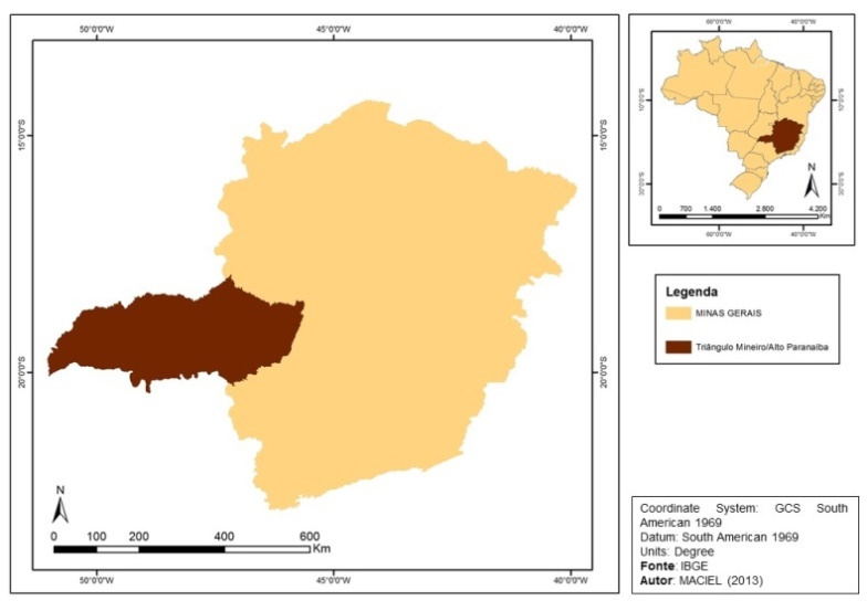 Mapa2: Localização da Mesorregião Geográfica do Triângulo Mineiro/Alto Paranaíba Fonte: IBGE, 2010.