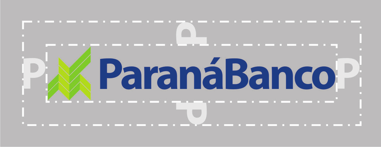 Logomarca Margem de segurança A logomarca do Paraná Banco poderá ser aplicada em qualquer tipo de material, porém necessita de uma área de proteção ao seu redor, a qual nenhum outro elemento poderá